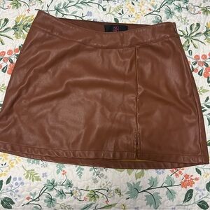 Brown Leather Mini Skirt
